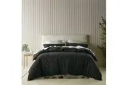 Bianca Acacia Charcoal Vintage Washed Cotton Quilt Cover Set King
