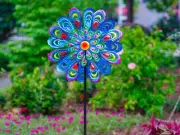Peacock Wind Spinner Large Kinetic Outdoor Metal Windmill Yard Garden Decoration