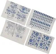 Tofficu 4 Sheets Underglaze Flower Transfer Paper Decal for DIY Pottery High Temperature Decorative Transfer Paper for Crafting and Coloring