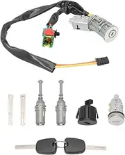 Car Ignition Lock Key Steering Lock Left & Right Door Lock Cylinder Complete Set Compatible for Citroen C2 Compatible for Citroen C3 4162. AH 9170T5
