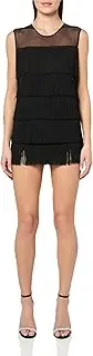 [Norma Kamali] Women's Sleeveless All Over Fringe Pickleball Dress