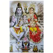 Hindu Deity Shiva Family Canvas Art Print Indian Mythology Religious Wall Decor