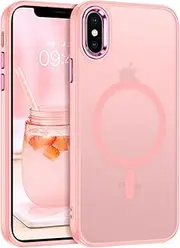 DOMAVER for iPhone Xs MAX Case Pink, Magnetic iPhone Xs MAX Case Compatible with MagSafe, Matte Translucent Slim Skin-Touch Case for iPhone Xs MAX for Girls Women, Pink