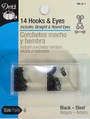 DRITZ - 14 Hooks & Eyes (Size: 0) (Black-Steel)