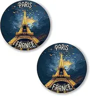 [No Thorns Media] Paris France 2 Pack Pinback Buttons 2.25" Fun Pins for Clothes, Backpacks, Hats, and Jackets - Cartoon, Retro, and Punk Style Lapel Badges, Slogans, and Party Pins ID45000, Metal, no gemstone