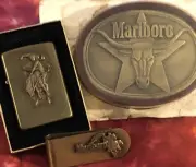Marlboro Brass Cowboy Collection 1994 Country Store Lighter~Clip~Buckle!!