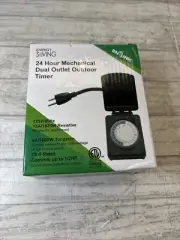 BN-LINK Compact Outdoor Mechanical 24 Hour Programmable Dual Outlet Timer