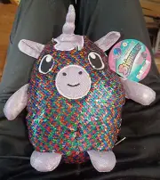 Shimmeez Medium Plush 9" Maggie the Unicorn Plush With Sequins NEW BOX-19