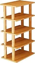 Wooden Shoe Rack 5 Tiers Tall Shoe Rack Space-Saving Vertical Narrow Storage Organizer Wood Shelf for Entrance, Living Room, Hallway 30 Inch-