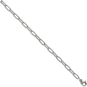 [JewelryWeb] 3.50mm Stainless Steel Polished Elongated Open Link Paperclip Bracelet With 3 Centimeters Extension 17 Centimeters- Link-Bracelet for Women