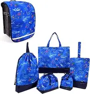 COLORFUL CANDY STYLE NU102100 School Entrance School Entrance 6-Piece Set, Lesson Bag, Shoe Case, Drawstring Bag, Gymnastics Clothing Bag, Lunch Bag, Cup Bag, Small Items, School Bag Cover, Blue