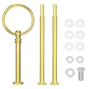 2 Sets Cake Tray Stand Handle Plate Hardware Fitting, 3-Tiers Round Ring Gold