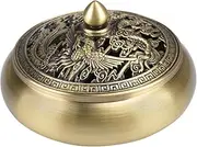 TAIYOU Vintage Brass Incense Burner with a little Holder for Incense Sticks Metal Burner Works for Sticks Cones Mini Incense Holder for Bedroom Aromatherapy Spa Yoga Gift Dragon and Phoenix