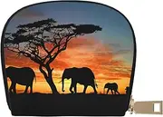 [EdWal] African Elephant Print Card Holder Unisex Credit Card Case for Men and Women Leather Card Holder, Slim Business Card, White, One Size