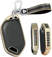 HIBEYO 8 Button Key Fob Cover For KIA Sportage R Carnival KX3 Seltos KX5 ALL NEW K5 Kia EV9 Picanto 2024 Accessories, B Keychain Black, B Keychain black