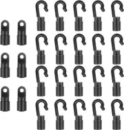 20 Pcs Bungee Shock Cord Hook for 1/4 Inch Cord Rope Terminal Ends Tabbed S Open
