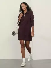 Athleta size M Medium Cozy Karma 1/2 Zip Dress Speed Cabernet #415940