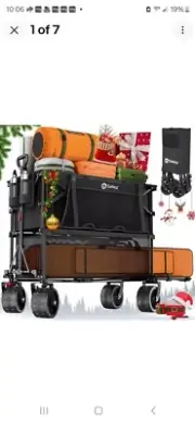 Sekey 400L Double Decker Beach Wagon 50''L Extra-Long Extended Shelf, Collaps...