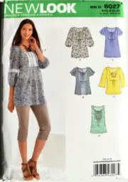 NEW LOOK PATTERN 6027 TOPS MISSES SIZES 10 12 14 16 18 20 22 UNCUT FF