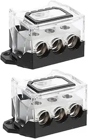 Mikinona 2pcs Car Audio Distribution Block Splitter Ground Options Block with Negative Fuse Holder Durable for Efficient Power Management Amplifier Systems