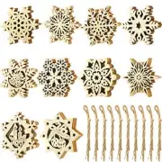 50 Pieces Unfinished Wood Snowflake Ornaments Christmas Wooden Snowflakes
