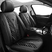 DELPOS Car Seat Covers Universal Full Set Accessories for Peugeot 207/207/207 SW/207+/208/208/e-208 GT/306/306/306 Cabriolet/306 Sedan/306 Break Car Accessories, black