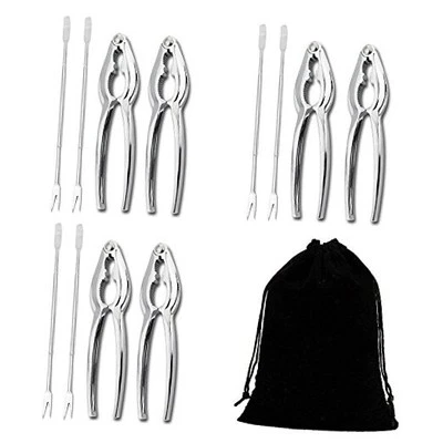 HQGOODS Seafood Tools Set Nut Cracker of 12 Pieces with 6 Lobster Crab