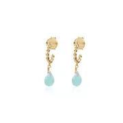 Gloria Earrings in Sterling Silver with Aqua Chalcedony - Shiny Finish Jewellery in Australia