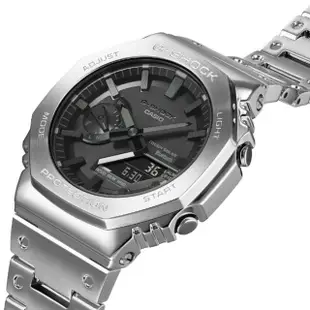 【CASIO 卡西歐】G-SHOCK 太陽能智慧藍芽奢華全金屬八角形雙顯錶-銀(GM-B2100D-1A 金屬 農家橡樹)