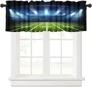 ZhiRain Sports American Football Stadium Arena Valance Curtain Field Night Spotlights Gaming Rod Pocket Valance Window Treatments Short Curtains for Kitchen Living Room 54x18inch