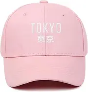 [Kelukes] Unisex Anime Hat Tokyo Embroidered Washed Cotton Cap Japanese Dad Hat Adjustable Cosplay Snapback Outdoor Sun Cap, Pink, One Size