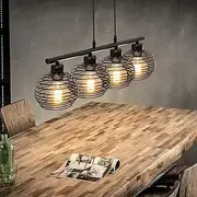 ZMH Pendant Light Dining Table Pendant Lamp Vintage Black Pendant Light Industrial Design Retro Dining Table Lamp E27 Metal 4 Bulbs Dining Room Lamp for Dining Room Kitchen Living Room Study