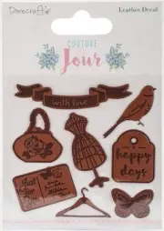 Dovecraft Couture du Jour Decals Leather Material, Purse Love Dress Tags, NEW