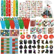 Whaline 280Pcs Christmas Stationery Set Pencils Slap Bracelets Erasers Scratc...