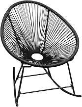 Black Rocking Chair, Outdoor Wicker Rattan Lounge for Patio, Garden & Deck Furniture