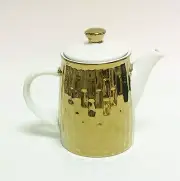 NEW GRACE'S TEAWARE METALLIC MIRROR GOLD+WHITE TEA+COFFEE POT,TEAPOT 4 CUPS