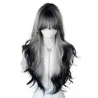 Air Bangs Long Body Wave Wigs Halloween Lolita Cosplay Wigs Summer