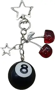 [Dorytop] 8 Ball Cherry Keychain Cute Designs, Women's Key Chains & Bag Charms Collection - Cute Keychains, Purse Charms, Cherry Keychain, and More Ideal Purse Accessories for Women, Red