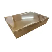 50x Disposable Cardboard Catering Grazing Box Clear Lid Kraft Med 380x275x80mm