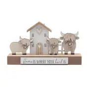 Gibson Gifts Rustic Highland Cow Plaque Tabletop Home Decor Display 22x14cm