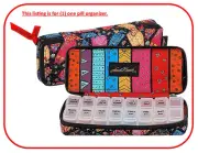 Laurel Burch Feline Family~LB6313~8 Day Pill Organizer Zip Closure 8"x1.25"x3"~