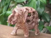 Hand Crafted Soapstone Elephant Crystal Display Piece 180 Grams 65mm Tall