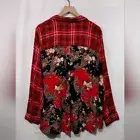 NWT CATO Plaid Floral Button Shirt Womens XL Red Boho Retro 90s Y2K Cottagecore