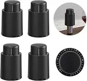 ANNIVERS [4 Pack] Vacuum Wine Bottle Stopper Wine Cork Air Pump Wine Stopper Saver Sealer, Reusable Leak Proof Silicone Seal Keep Fresh with Date Scale for All Wine Bottles, Bouchon Bouteille de Vin