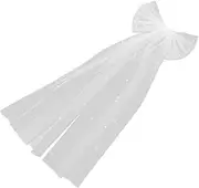 [Minkissy] Elegant Wedding Veil with Faux Pearl Bow Lightweight Bridal Hair Clip Accessory for Engagement and Special Occasions Enhancing Your Bridal Look with Luxury and Style