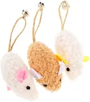 PENIKOKO 3pcs Plush Mouse Cat Interactive Teaser with Bells Engaging Design for Healthy Playtime Present for Cat Lovers