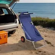 Beach Trolley with Wheels Portable Foldable Blue Kitchen Trolley