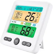 NULYLU Clock Digital Indoor Thermometer Hygrometer Wall Mount Abs Material Temperature Humidity Monit