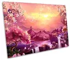 Oriental Landscape Waterfall Framed SINGLE CANVAS PRINT Wall Art