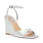 NEW $159 STEVE MADDEN SILVER IRIDESCENT SHOES SANDALS PLATFORM WEDGE 42/ 11
